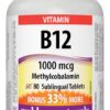 Webber Naturals B12 Methycobalamine 1000Mcg Sublingual Tablets 80'S