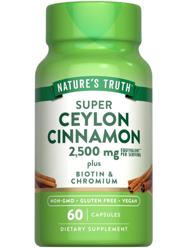 Natures Truth Ceylon Cinnamon 2500Mg+Biotin$Chromium Capsules 60'S