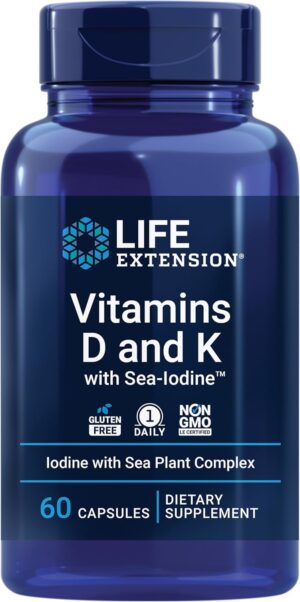 Life Extension Vitamins D&K With Sea Iodine 60 Capsules